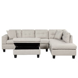 Modern Sectional Sofa with Storage Ottoman