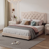 Queen Size Upholstered Bed Frame with Rivet Design