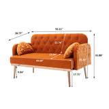 Orange Velvet Loveseat Sofa
