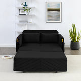Black Convertible Sofa Bed Loveseat with Pull Out Bed