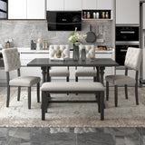 Grey 6-Piece Dining Table and Chair Set