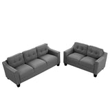 3 Piece Living Room Set with tufted cushions.