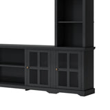 Minimalism Style Entertainment Wall Unit with Bridge, Modern TV Console Table for TVs Up to 70"
