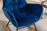 Velvet Fabric Rocking Chair,Blue