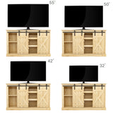 Farmhouse Sliding Barn Door TV Stand for TV up to 60 Inch Flat Screen Media Console Table Storage Cabinet Wood Entertainment Center Sturdy Ranch Rustic Style