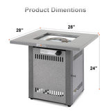 28" 50000 BTU Silver Outdoor Propane Gas Fire Pit