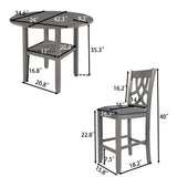 Farmhouse 3 Piece Round Counter Height Kitchen Dining Table Set