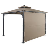 Brown Gazebo with Extended Side Shed/Awning and LED Light