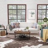 Brown Rustic Natural Round Coffee Table with Storage Shelf