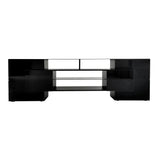 TV Stand with 2 Illuminated Glass Shelves, High Gloss Entertainment Center