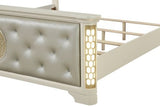 Queen 5 Pc Unique LED Bedroom Set made with Wood in Beige