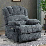 High Back Large Size Blue Power Lift Recliner Chair with 8-Point Vibration Massage and Lumbar Heating