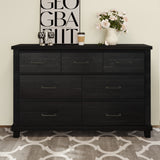 Rustic Farmhouse Style 3 Pieces Bedroom Sets Blackwash Queen Bed with 2 Drawers, Nightstand and Dresser, Coffee
