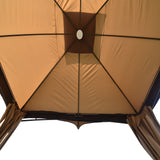 Brown 10' x 12'  Outdoor Double Vents Gazebo Patio Metal Canopy with LED lights