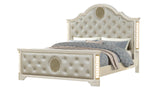 Queen 5 Pc Unique LED Bedroom Set made with Wood in Beige