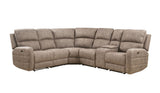 Olwen Mocha Nubuck Power Recliner Sectional Sofa w/ USB Port