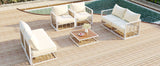 7-Piece Metal Patio Sectional Sofa Set, All-Weather Garden Conversational Furniture Set with Thick Cushions and Coffee Table for Indoor Outdoor, White