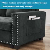Black Sleeper Sofa Bed Reversible Sectional Couch with Storage