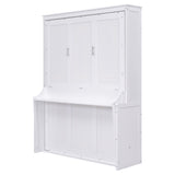 Queen Size White Murphy Bed with Shelf