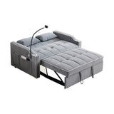 Pull Out 3 in 1 Convertible Sleeper Sofa Couch Velvet Tufted Loveseat w USB, Adjustable Backrest, Multi-Pockets