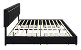 King Upholstered Eastern King Platform Bed with LED Lights and Storage Bed with 4 Drawers