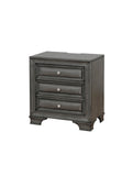 Gray Solid Nightstand Nickel Round Knob Transitional Style