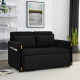 Black Convertible Sofa Bed Loveseat with Pull Out Bed