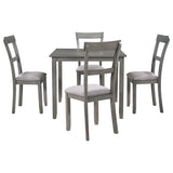 5 Piece Dining Table Set Industrial Wooden Kitchen Table and 4 Chairs