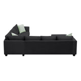Sectional Sofa Couches Living Room Sets, 7 Seats Modular Sectional Sofa with Ottoman, L Shape Fabric Sofa Corner Couch Set with 3 Pillows