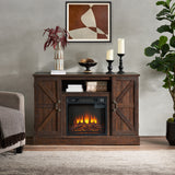 Farmhouse Classic Media TV Stand Entertainment Console with 18" Electric Fireplace Insert