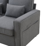 4-Seater Modern Linen Fabric Sofa with Armrest Pockets
