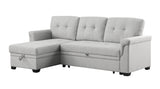 Light Gray Linen Reversible Sleeper Sectional Sofa