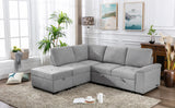 Gray Sleeper Sectional Sofa L-Shape Corner Couch