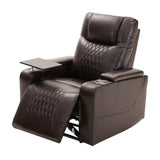 Recliner with USB Charging Port and Hidden Arm Storage 2 Cup Holders Design and 360° Swivel Tray