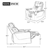 Recliner with USB Charging Port and Hidden Arm Storage 2 Cup Holders Design and 360° Swivel Tray