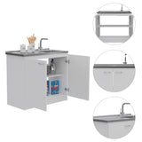 Rectangle 2-Door Utility Sink and Cabinet White