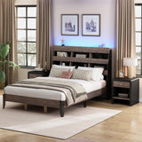 Queen 3 Piece Bedroom Set Mid Century Modern Style Frame