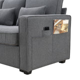 4-Seater Modern Linen Fabric Sofa with Armrest Pockets
