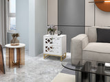 2 drawer nightstand - White Mirrored Nightstandwith Gold Legs