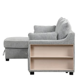 Pull Out Sleeper Sofa L-Shaped Couch Convertible Sofa Bed with Storage Chaise, Storage Racks and USB Ports