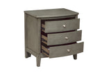 Nightstand Gray Finish Birch Veneer Nickel Hardware
