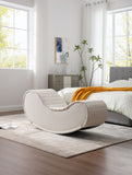 White Rocking Leisure chair for back stretching - bench, Relax Yoga Chaise Leather Curved Sofa