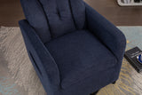 Navy Blue Fabric Swivel Rocking Chair