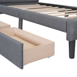 Twin Size Upholstered Platform Bed with 2 Drawers