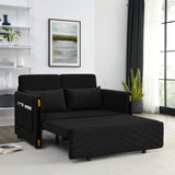 Black Convertible Sofa Bed Loveseat with Pull Out Bed
