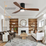 Low Profile Ceiling Fan With Lights 3 Carved Wood Fan Blade Noiseless Reversible Motor Remote Control With Light