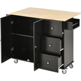 Rolling Mobile Kitchen Island with Solid Wood Top