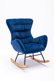 Velvet Fabric Rocking Chair,Blue