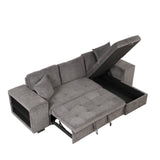 Modern L-Shape 3 Seat Reversible Sectional Couch, Pull Out Sleeper Sofa with Storage