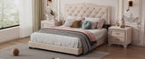 Queen Size Upholstered Bed Frame with Rivet Design